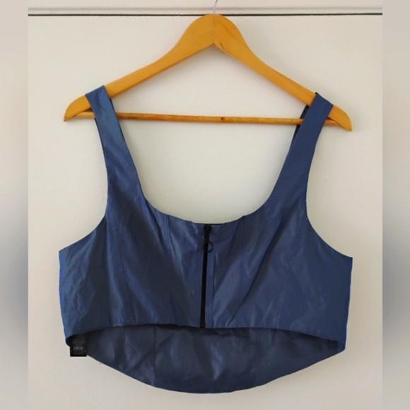 ASOS DESIGN Corset Top In Iridescent Blue Co-Ord. Size 8 - Picture 6 of 16